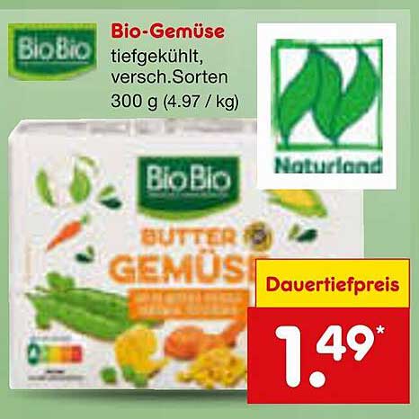 Bio-Gemüse tiefgekühlt, verschiedene Sorten, 300 g
