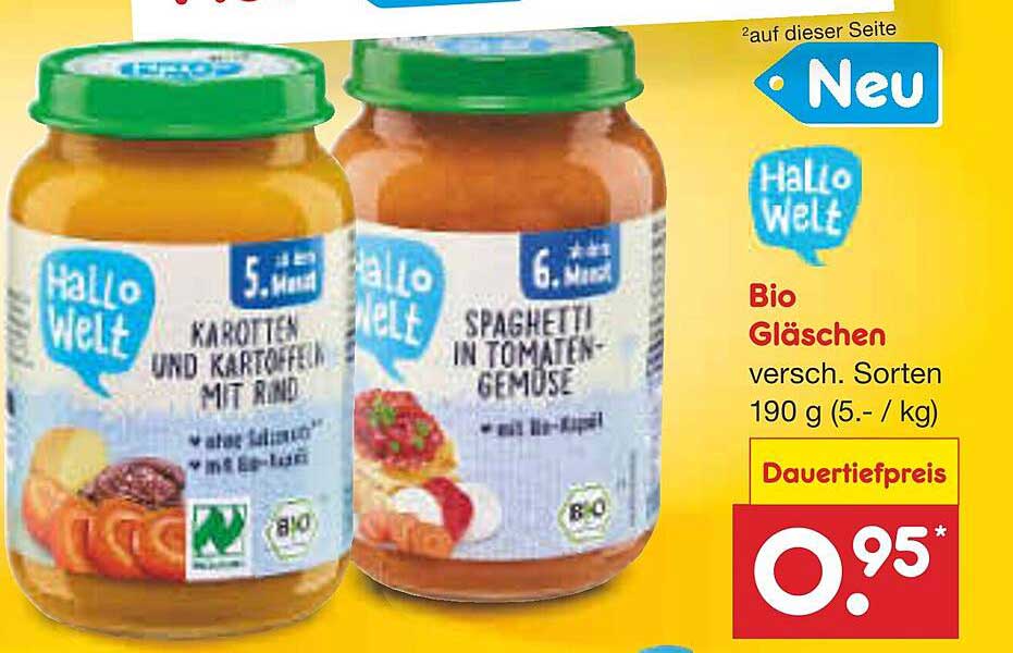 Bio Gläschen 190 g – verschiedene Sorten