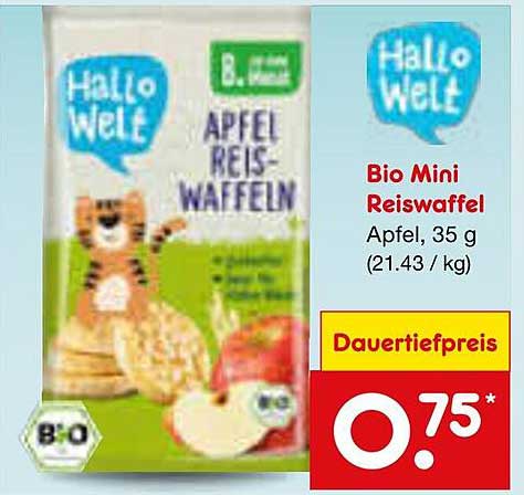 Bio Mini Reiswaffeln Apfel, 35 g