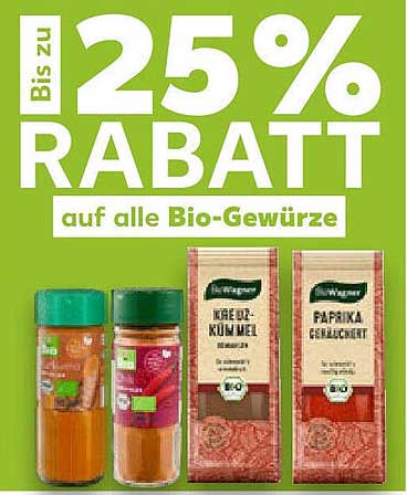 Bis zu 25 % Rabatt auf alle Bio-Gewürze
