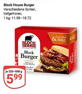 Block House Burger - verschiedene Sorten, tiefgefroren