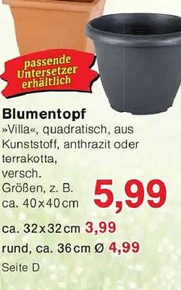 Blumentopf »Villa«, quadratisch, aus Kunststoff, anthrazit oder terrakotta