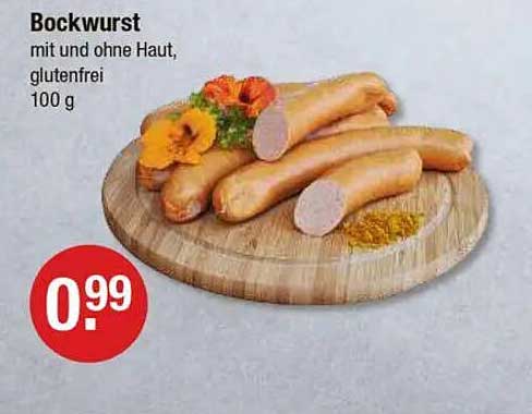 Bockwurst - mit und ohne Haut, glutenfrei, 100 g