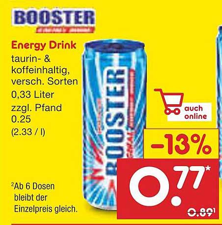 BOOster Energy Drink 0,33 Liter – Jetzt im Angebot!