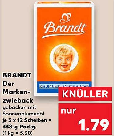 BRANDT Der Marken-Zwieback gebacken mit Sonnenblumenöl