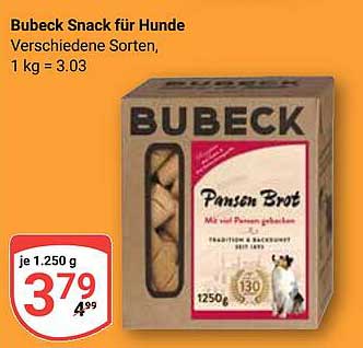 Bubeck Snack für Hunde - Pansen Brot, 1250 g