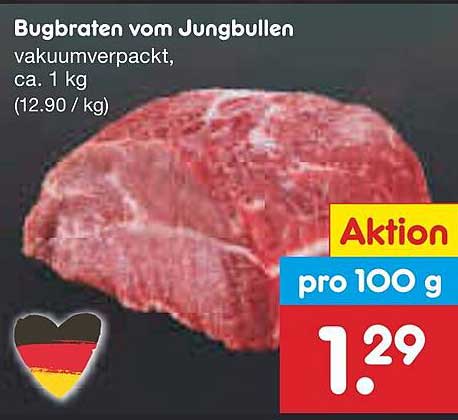 Bugbraten vom Jungbullen, vakuumverpackt, ca. 1 kg