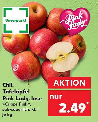 Chil. Tafeläpfel Pink Lady, lose »Cripps Pink«, süß-sauerlich, Kl. I je kg