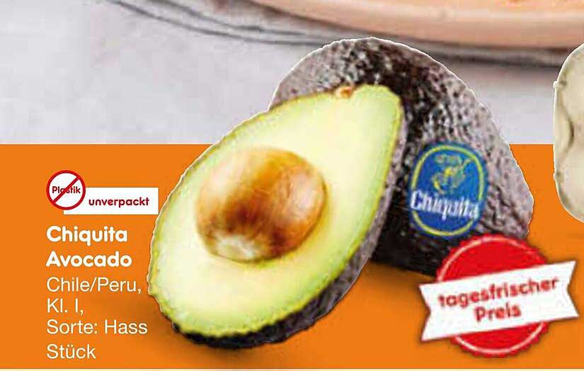Chiquita Avocado, Chile/Peru, Kl. I, Sorte: Hass Stück