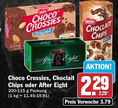 Choco Crossies, Choclait Chips oder After Eight
