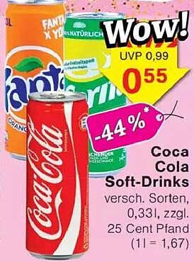 Coca Cola Soft-Drinks 0,33l - versch. Sorten - nur 0,55 €