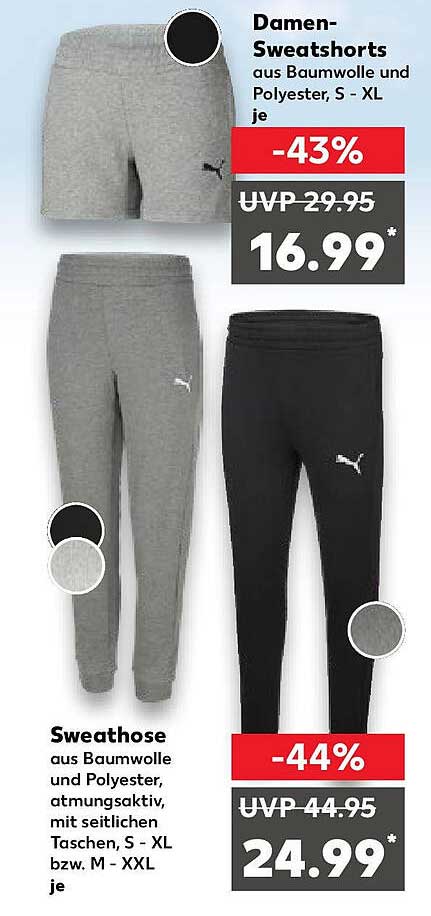 Damen-Sweatshorts aus Baumwolle und Polyester, S - XL je