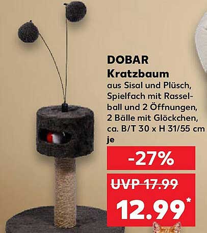 DOBAR Kratzbaum aus Sisal und Plüsch