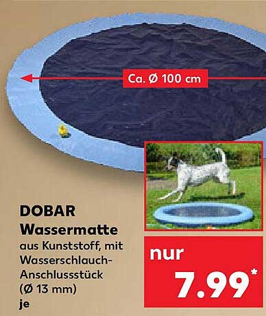 DOBAR Wassermatte aus Kunststoff, mit Wasserschlauch-Anschlussstück (Ø 13 mm)