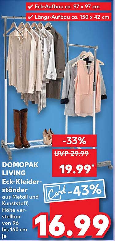 DOMOPAK LIVING Eck-Kleiderständer aus Metall und Kunststoff