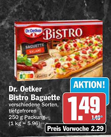 Dr. Oetker Bistro Baguette verschiedene Sorten, tiefgefroren 250 g Packung