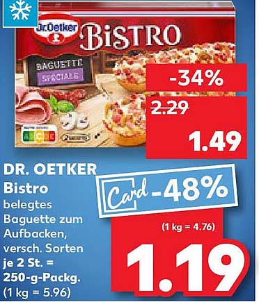 DR. OETKER Bistro belegt Baguette zum Aufbacken, 250-g-Packung