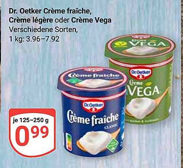 Dr. Oetker Crème fraîche, Crème légère oder Crème Vega - Verschiedene Sorten