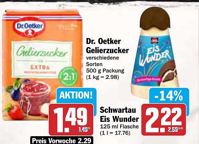 Dr. Oetker Gelierzucker und Schwartau Eis Wunder