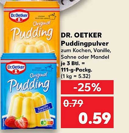 DR. OETKER Puddingpulver zum Kochen, Vanille, Sahne oder Mandel je 3 Btl.