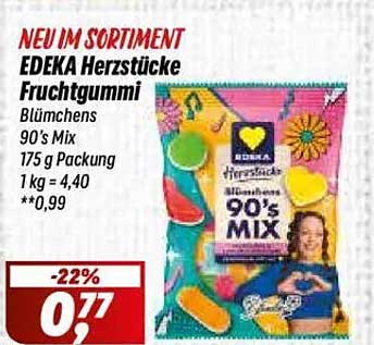 EDEKA Herzstücke Fruchtgummi 90's Mix 175 g Packung