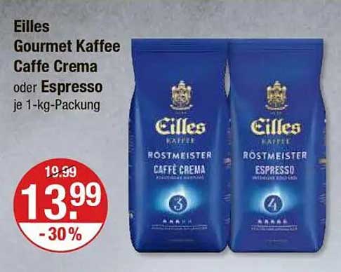 Eilles Gourmet Kaffee Caffe Crema oder Espresso 1-kg-Packung