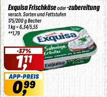 Exquisa Frischkäse oder -zubereitung in verschiedenen Sorten und Fettstufen