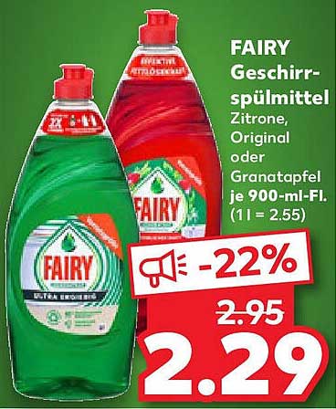 FAIRY Geschirrspülmittel Zitrone, Original oder Granatapfel je 900-ml-Fl.