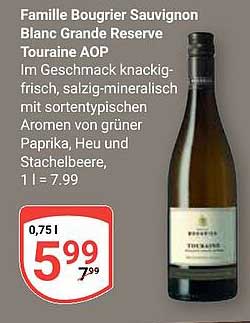 Famille Bougrier Sauvignon Blanc Grande Reserve Touraine AOP