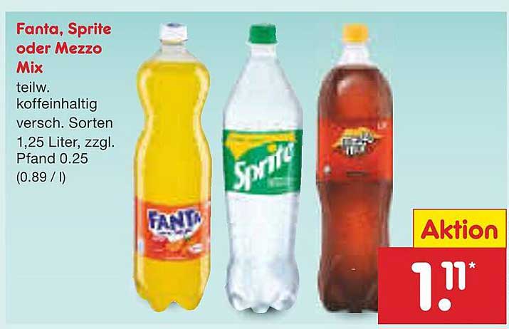 Fanta, Sprite oder Mezzo Mix 1,25 Liter - Ab sofort zum Aktionspreis!