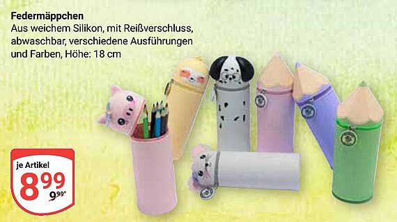 Federmäppchen aus weichem Silikon mit Reißverschluss