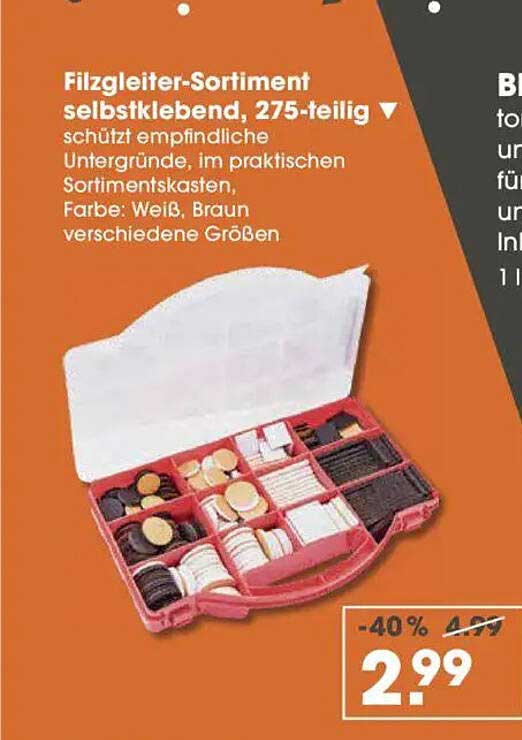 Filzgleiter-Sortiment selbstklebend, 275-teilig