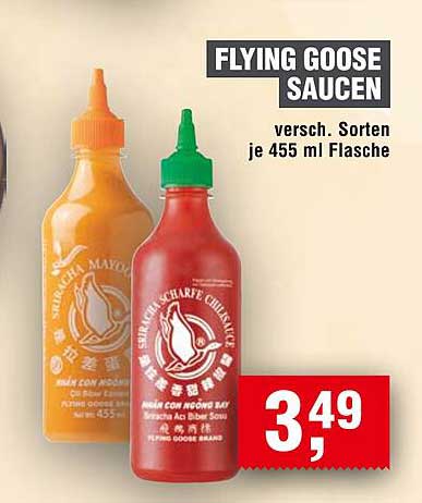 FLYING GOOSE SAUCEN - Verschiedene Sorten je 455 ml Flasche