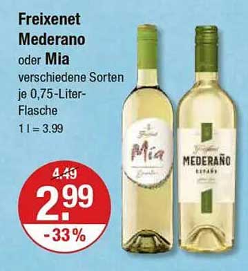 Freixenet Medearano oder Mia - 0,75-Liter-Flasche