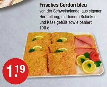 Frisches Cordon bleu von der Schweinelende, aus eigener Herstellung