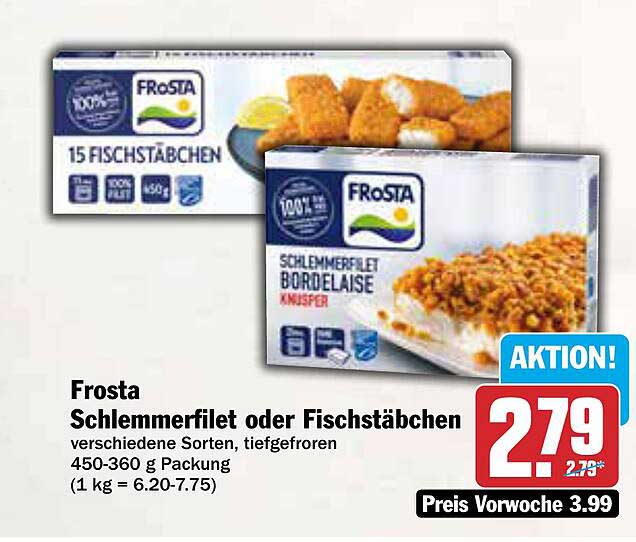 Frosta Schlemmerfilet oder Fischstäbchen 450-360 g