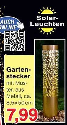 Gartenstecker mit Muster, aus Metall, ca. 8,5 x 50 cm