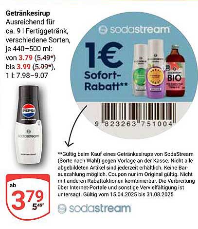 Getränkesirup für SodaStream in verschiedenen Sorten