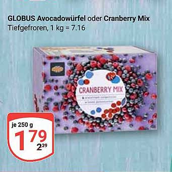GLOBUS Avocadowürfel oder Cranberry Mix Tiefgefroren