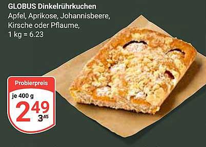 GLOBUS Dinkelrührkuchen - Apfel, Aprikose, Johannisbeere, Kirsche oder Pflaume