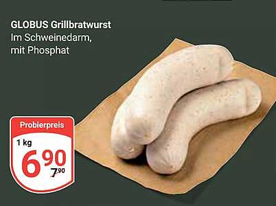 GLOBUS Grillbratwurst im Schweinedarm mit Phosphat