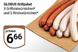 GLOBUS Grillpaket - 3 Grillbratwürstchen und 3 Rindswürstchen