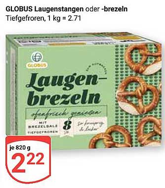 GLOBUS Laugenstangen oder -brezeln, tiefgefroren