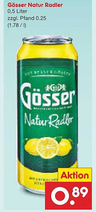 Gösser Natur Radler 0,5 Liter zzgl. Pfand 0,25  (1,78 / l)