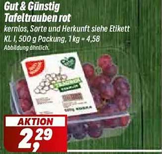 Gut & Günstig Tafeltrauben rot – 500 g Packung