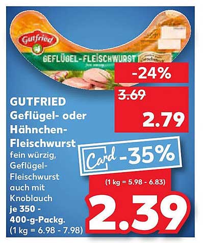 GUTFRIED Geflügel- oder Hänchen-Fleischwurst