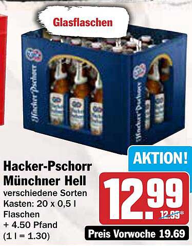 Hacker-Pschorr Münchner Hell - Kasten mit 20 x 0,5 l Flaschen