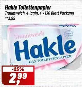Hakle Toilettenpapier Traumweich – 4-lagig, 4 × 130 Blatt Packung