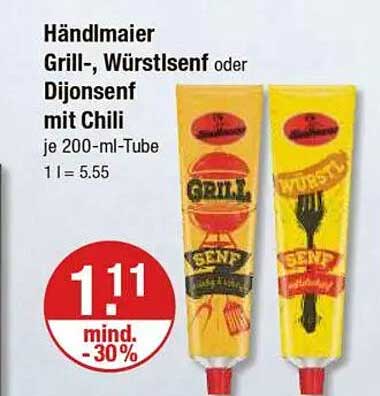 Händlmaier Grill-, Würstlsenf oder Dijonsenf mit Chili je 200-ml-Tube