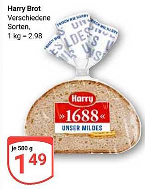 Harry Brot verschiedene Sorten, je 500 g für nur 1,49 €